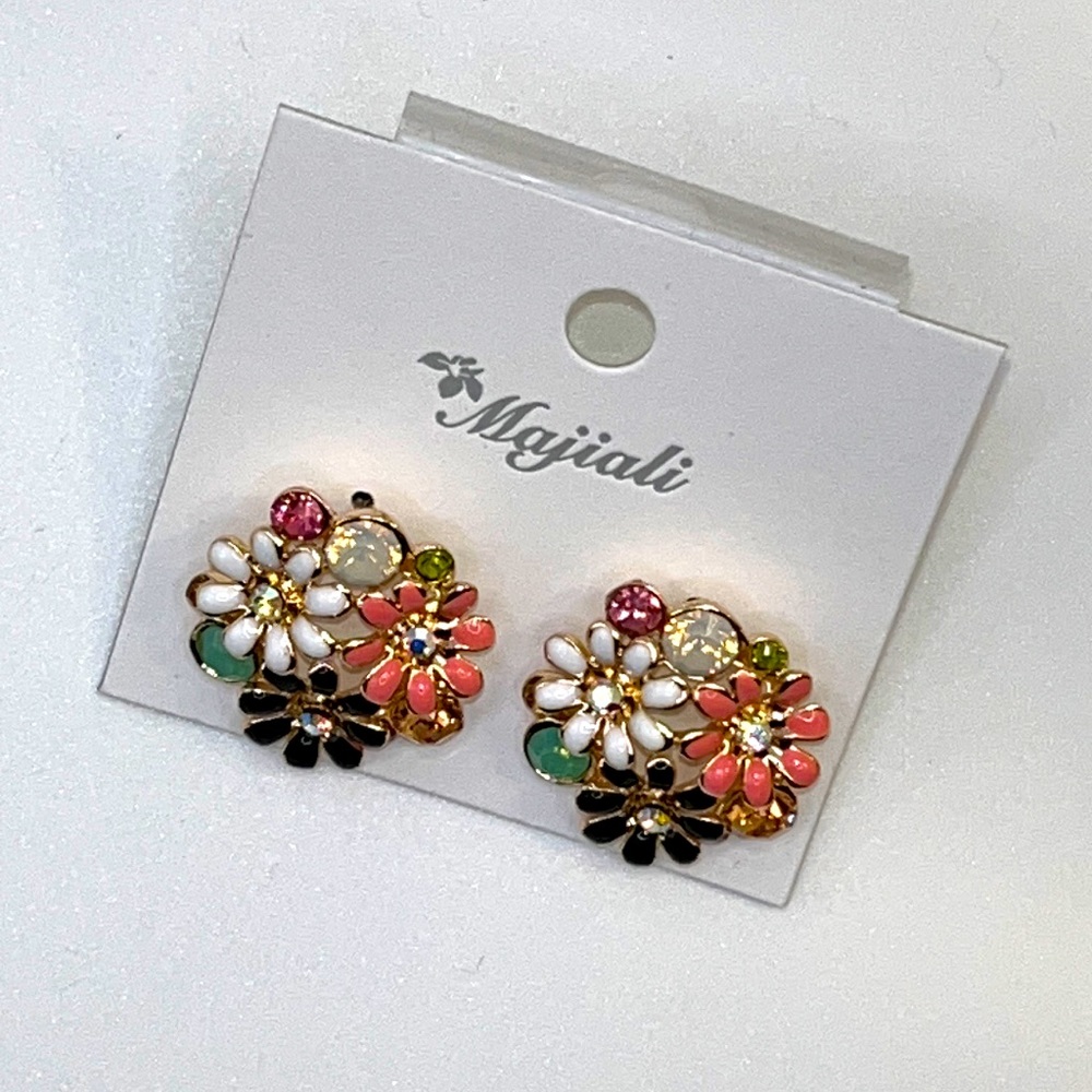 Rhinestone Floral Post Earrings